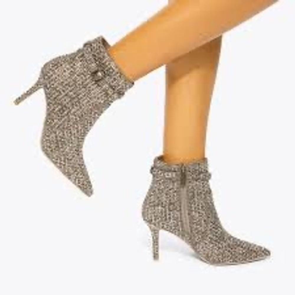 Kurt Geiger London Kensington Ankle Boot Crystal Beige Fabric Womens 10 41 NEW